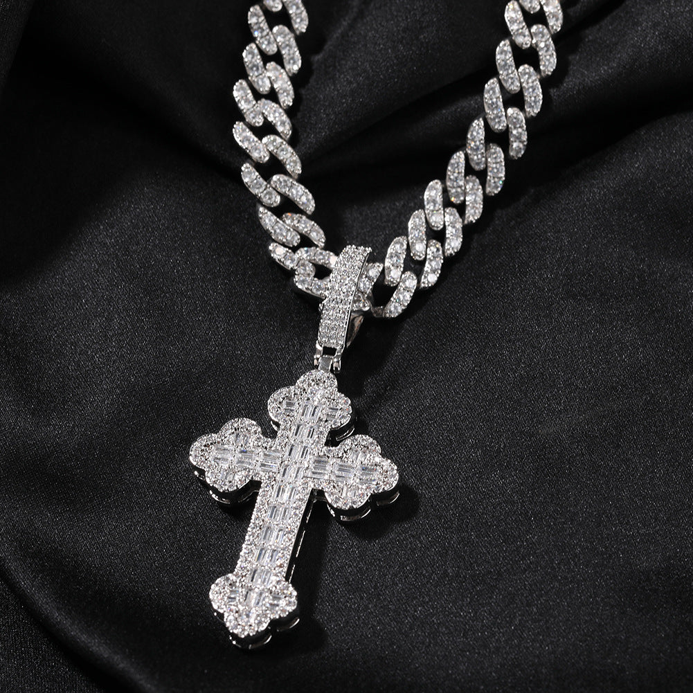 Hip-hop large diamond-encrusted cloud cross pendant - MERGE.DAY.1.FREESTYLE