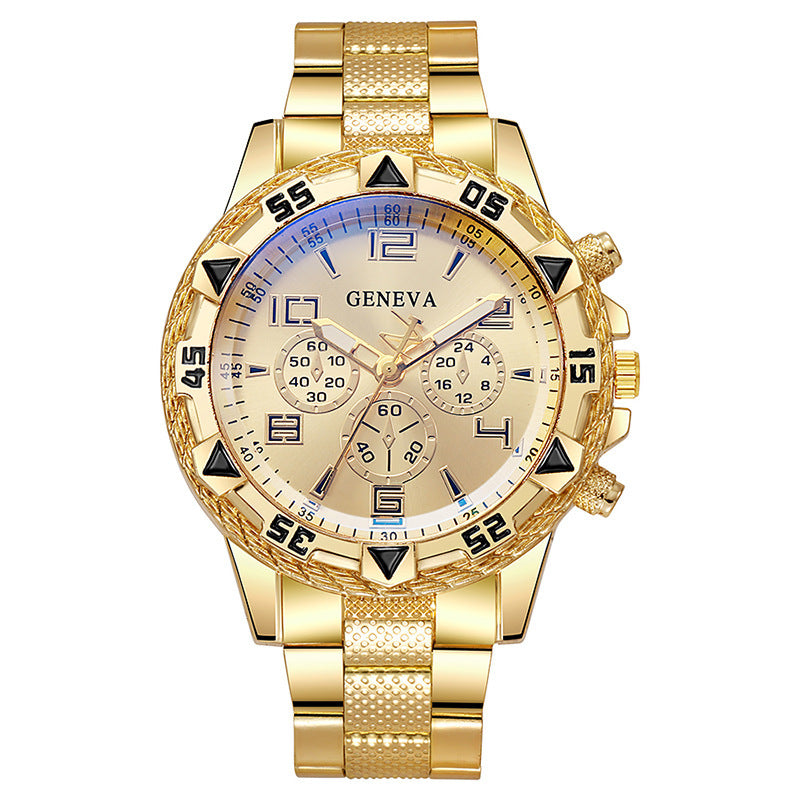 Men's Fake Three-Eye Casual Steel Band Watches - MERGE.DAY.1.FREESTYLE