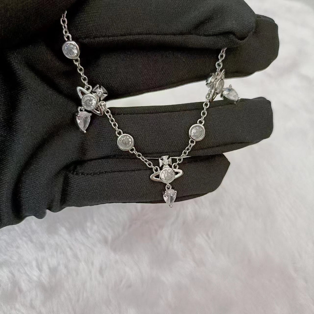 Crystal Diamond Water Drop Necklace Super Sparkling Tassel Pendant Bracelet - MERGE.DAY.1.FREESTYLE