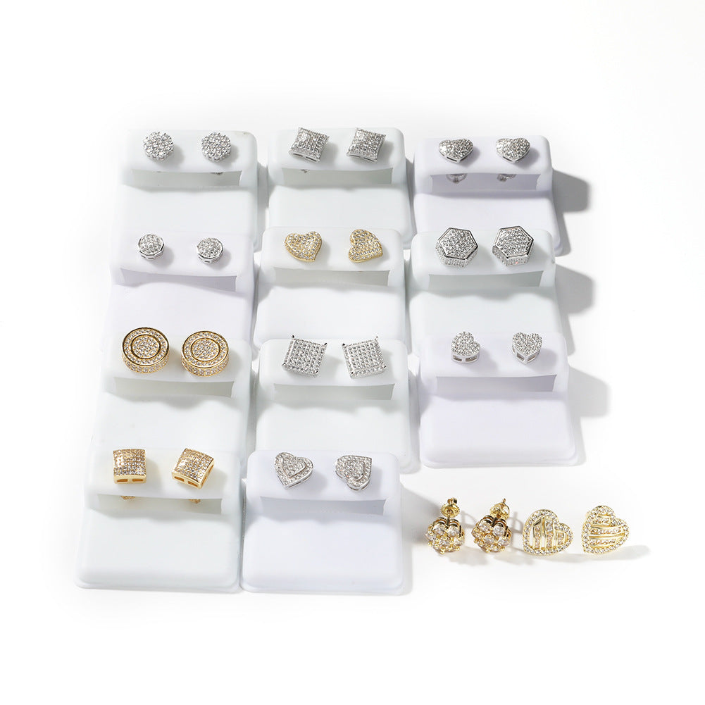 Hip Hop diamond-encrusted 925 silver stud earrings - MERGE.DAY.1.FREESTYLE