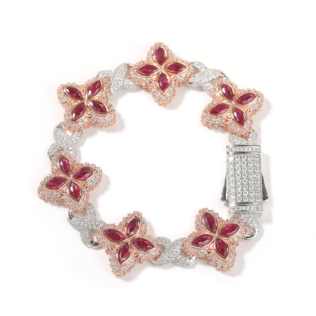 Hip-hop zircon colored infinite four-leaf clover bracelet - MERGE.DAY.1.FREESTYLE