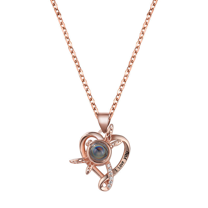 Dragonfly Love Heart Projection Necklace - MERGE.DAY.1.FREESTYLE
