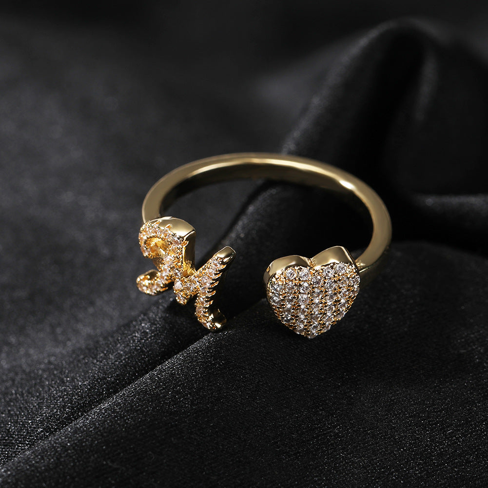 Hip-hop zircon-encrusted 26 English letters ring - MERGE.DAY.1.FREESTYLE