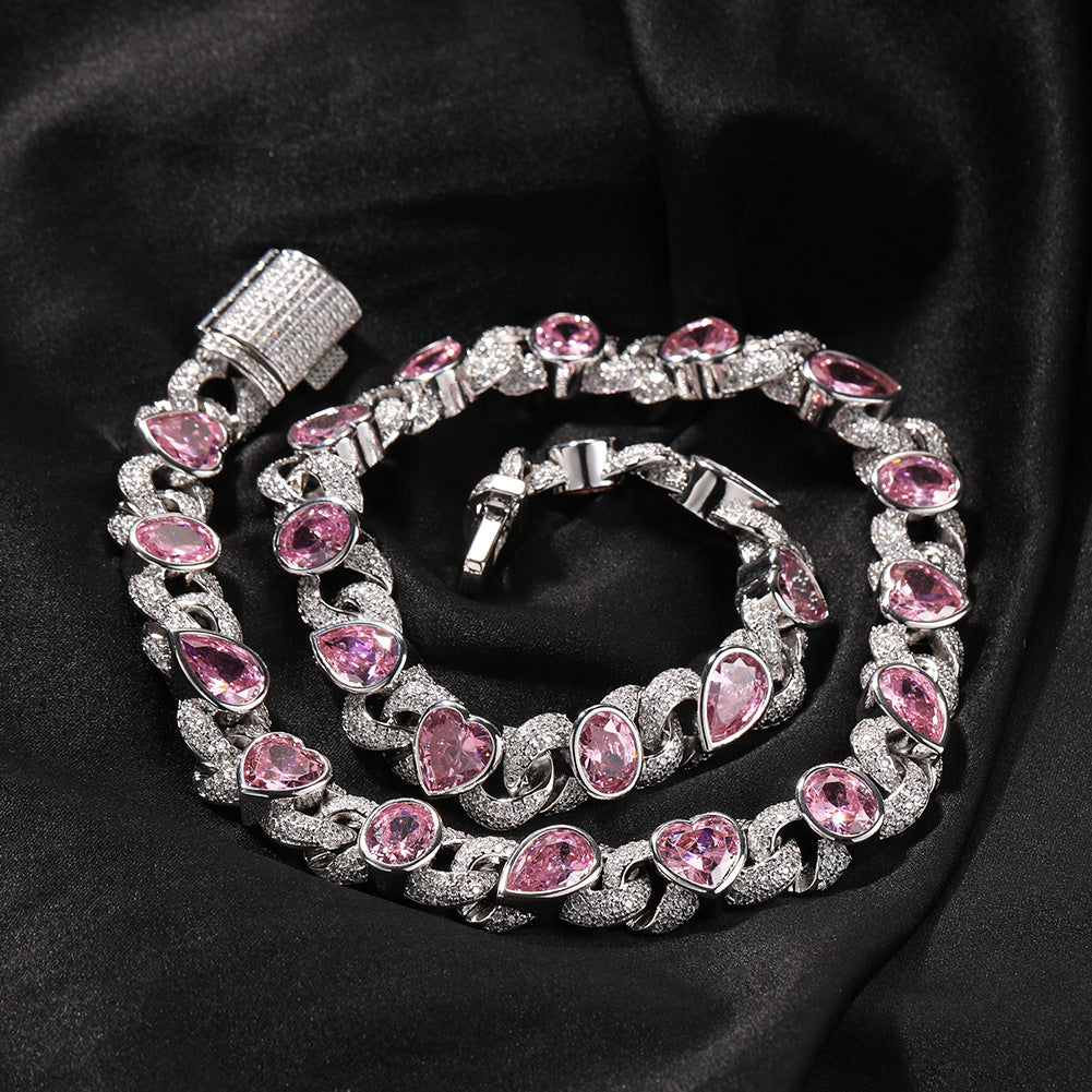 Pink Love Infinity Chain Diamond Necklace - MERGE.DAY.1.FREESTYLE