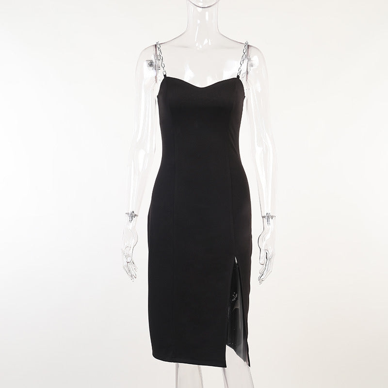 Women's Dresses Chain Strapless Sleeveless Solid Basic Split Knee-Length Bodycon 2022 - MERGE.DAY.1.FREESTYLE