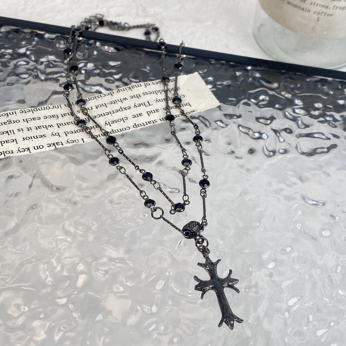 Dark Hot Girl Cross Double Layer Necklace - MERGE.DAY.1.FREESTYLE