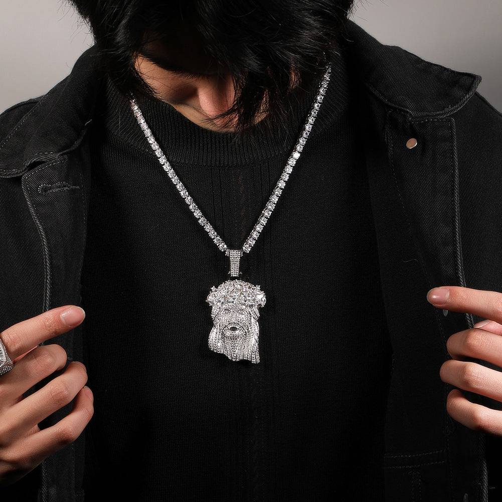 Hip Hop Iced Out CZ Jesus Piece Pendant Necklace - MERGE.DAY.1.FREESTYLE