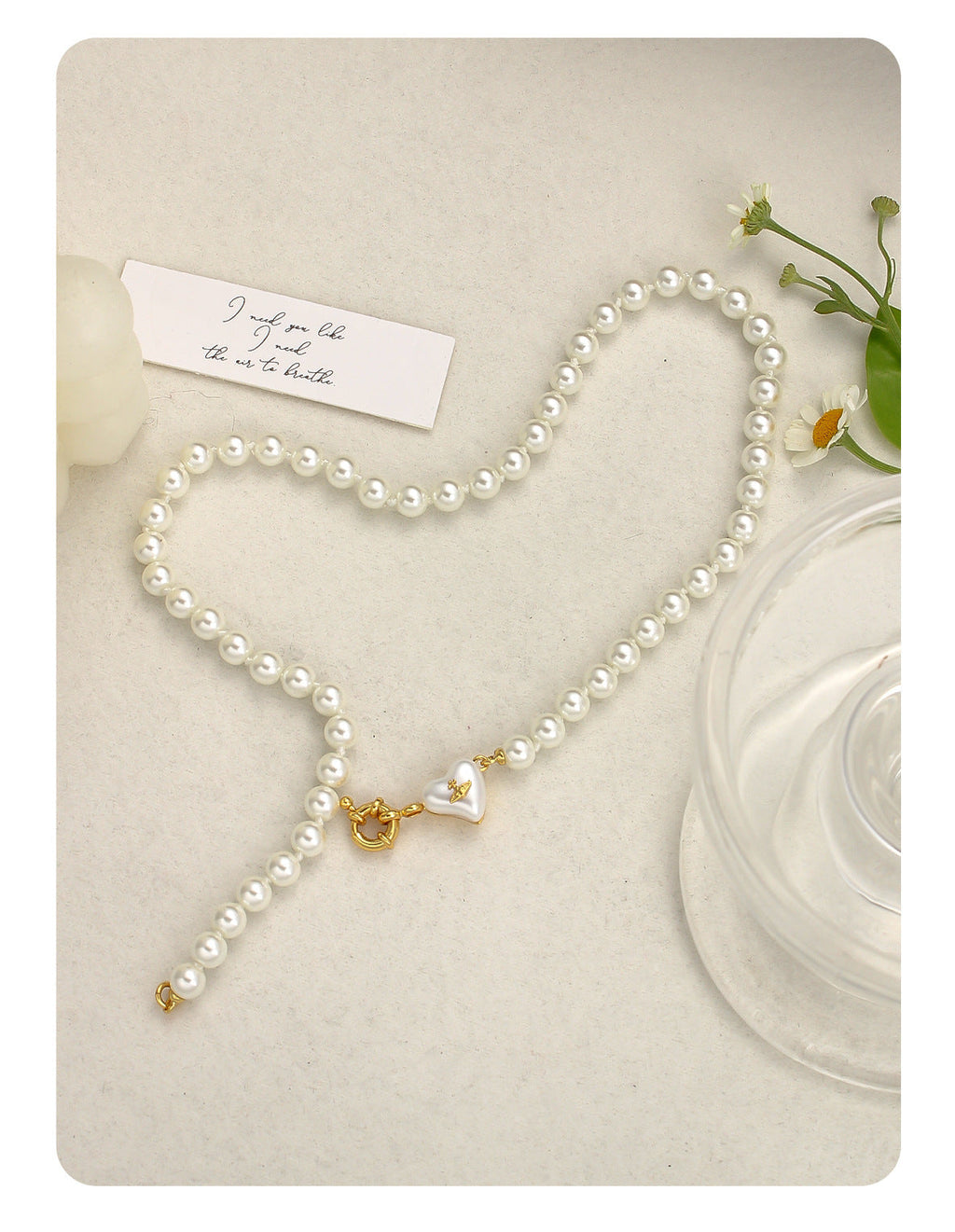 Women's retro heart pearl necklace clavicle chain - MERGE.DAY.1.FREESTYLE