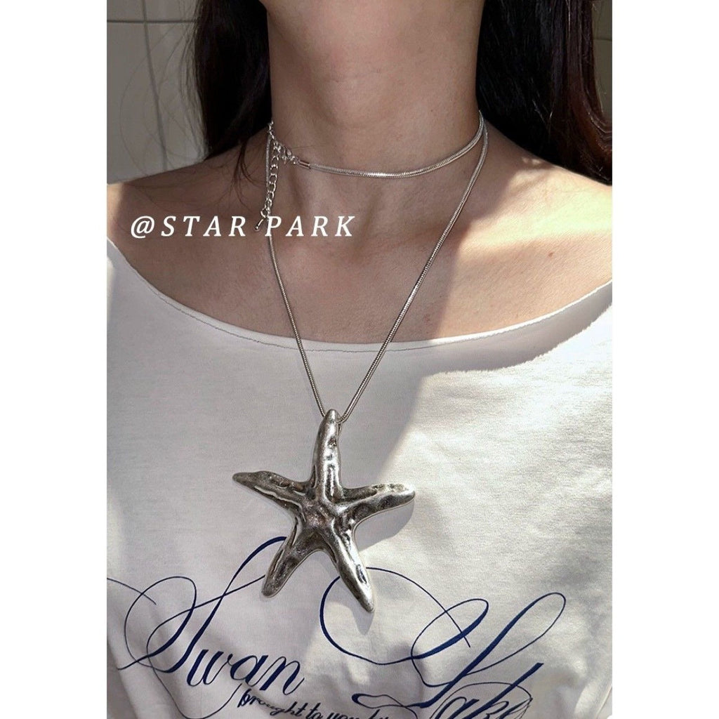 starfish necklace long heavy work necklace - MERGE.DAY.1.FREESTYLE