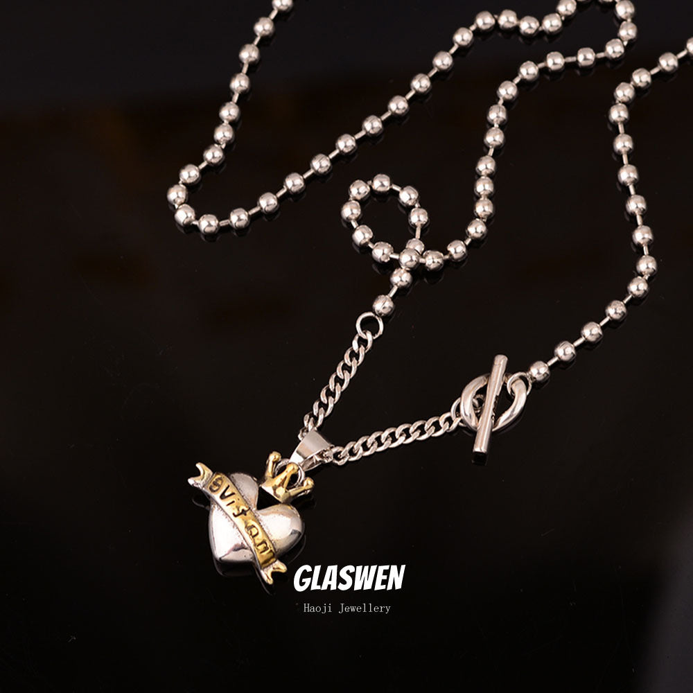 contrast heart pendant crown necklace - MERGE.DAY.1.FREESTYLE