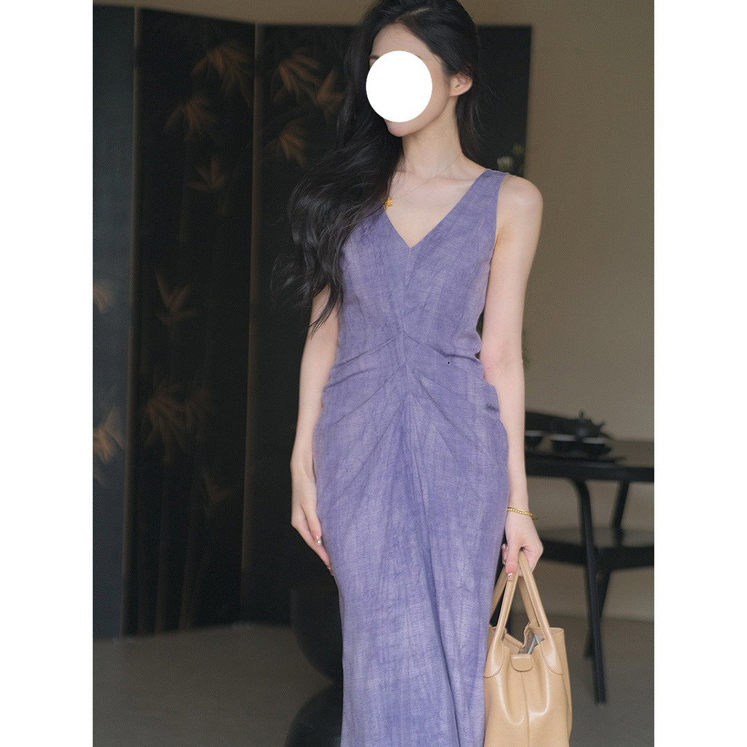 Summer New Chinese Style High-end Linen Sleeveless Dress - MERGE.DAY.1.FREESTYLE