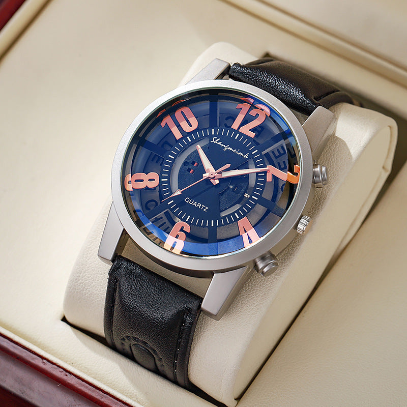 Large-dial, hollow-out blue-light men's watch. - MERGE.DAY.1.FREESTYLE