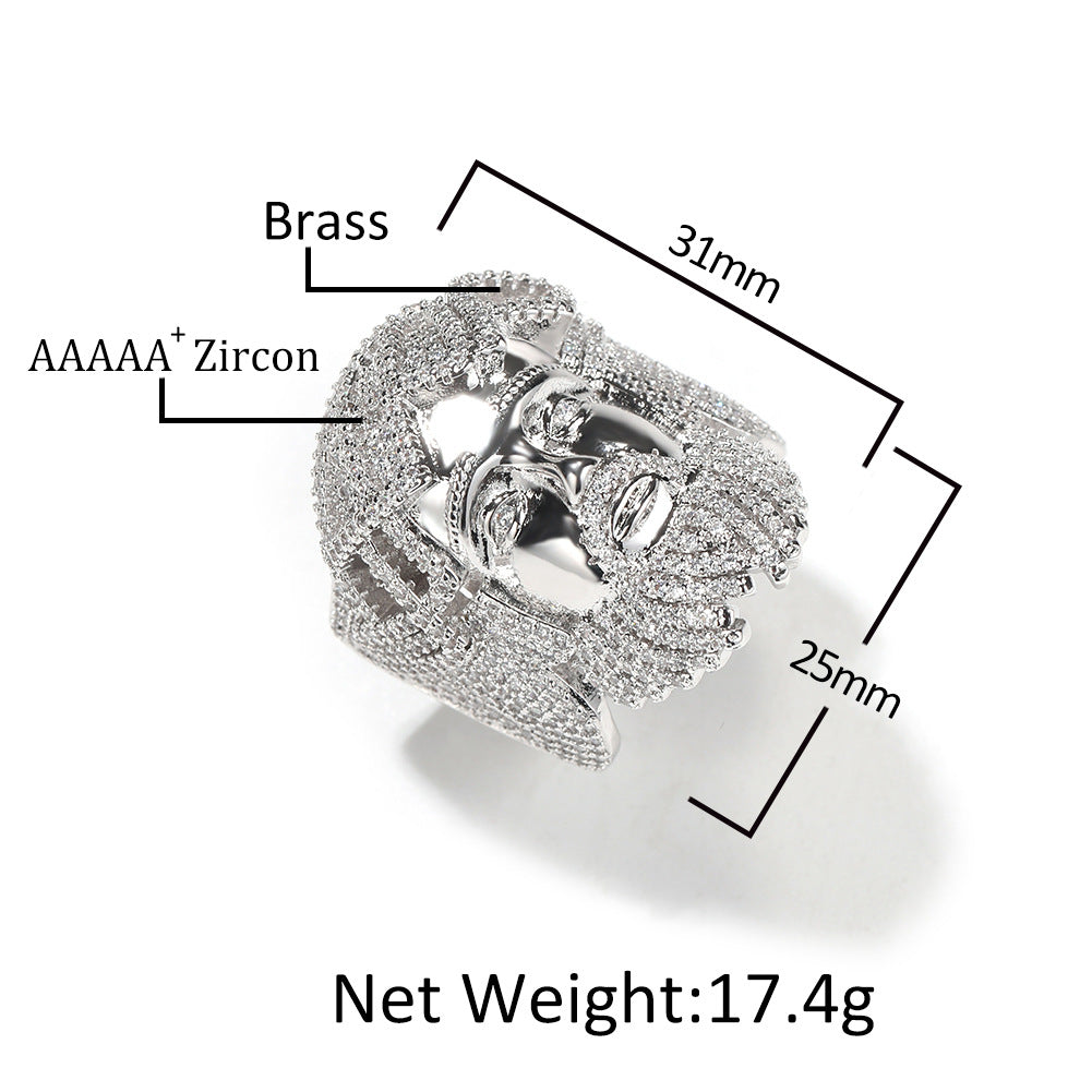 Hip-hop exaggerated portrait inlaid zircon ring - MERGE.DAY.1.FREESTYLE
