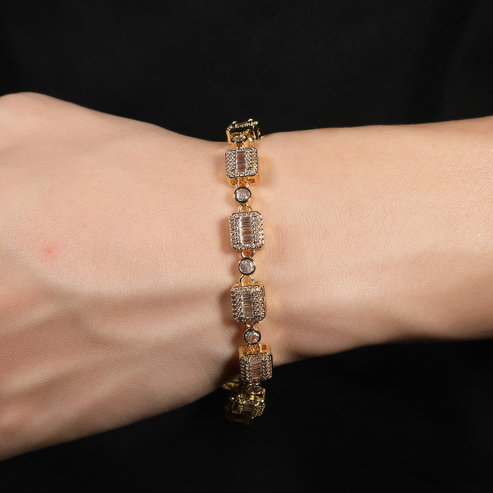 6mm blue colored gemstone bracelet with diamonds - MERGE.DAY.1.FREESTYLE