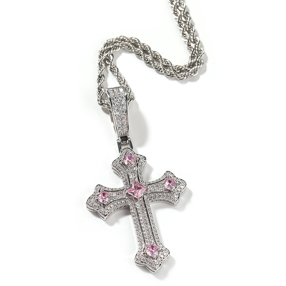 Hip-hop cross-shaped diamond Cubic Zirconia necklace - MERGE.DAY.1.FREESTYLE