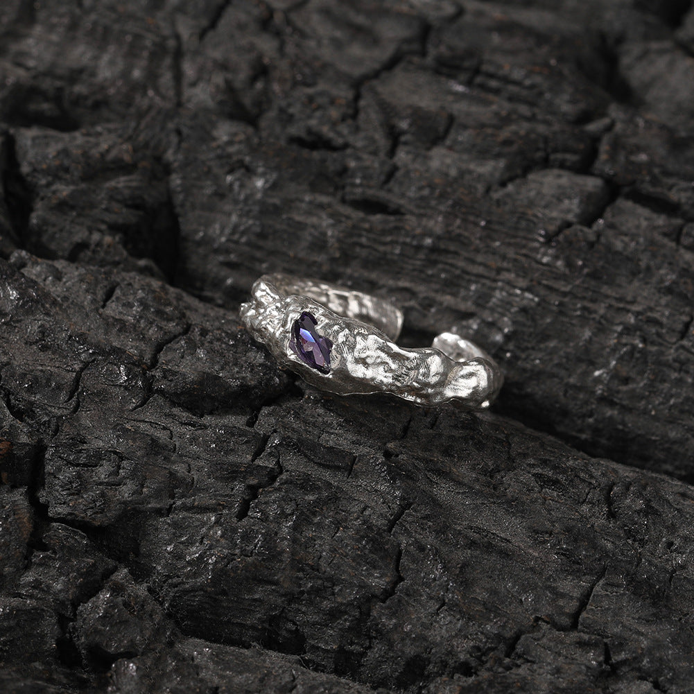 Hip-Hop 925 Silver Ring with Purple Zircon - MERGE.DAY.1.FREESTYLE