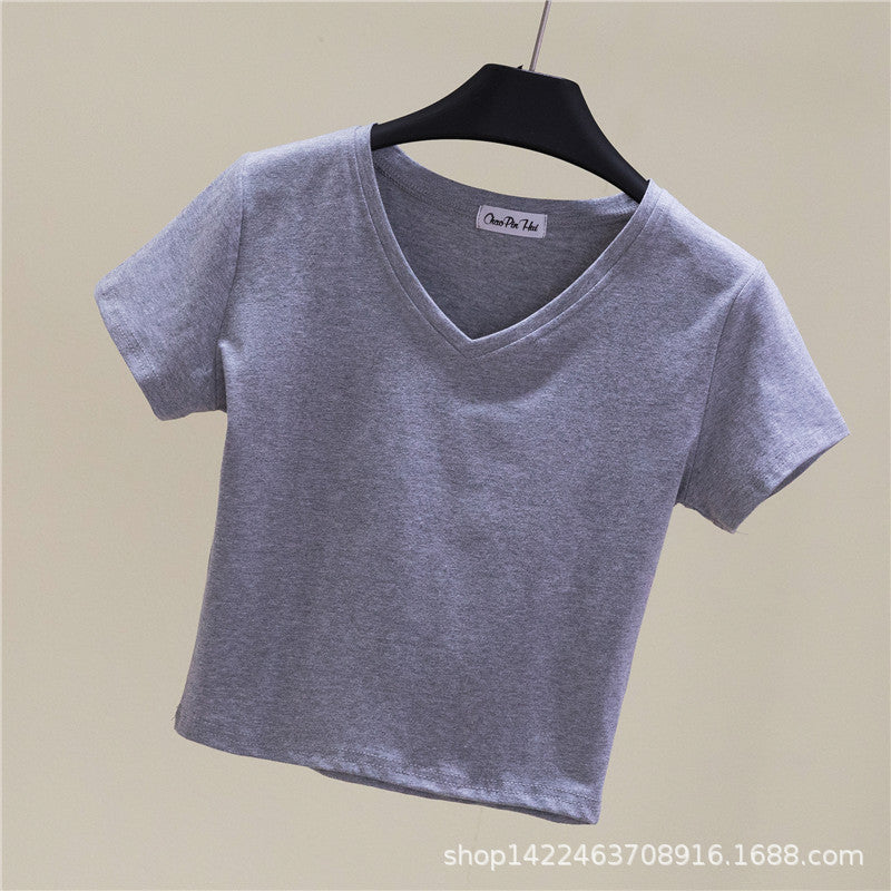 V-neck midriff-baring slim-waisted top - MERGE.DAY.1.FREESTYLE