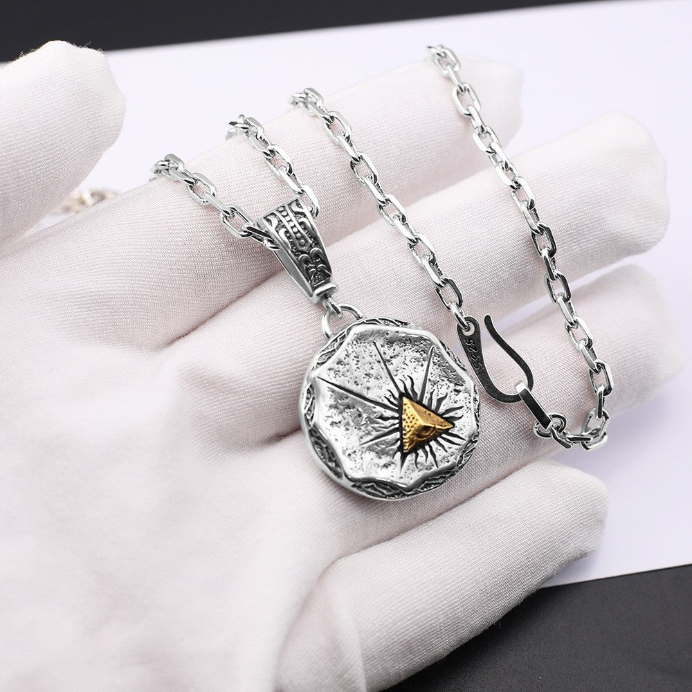 Retro style triangle plated 24k gold coin necklace - MERGE.DAY.1.FREESTYLE