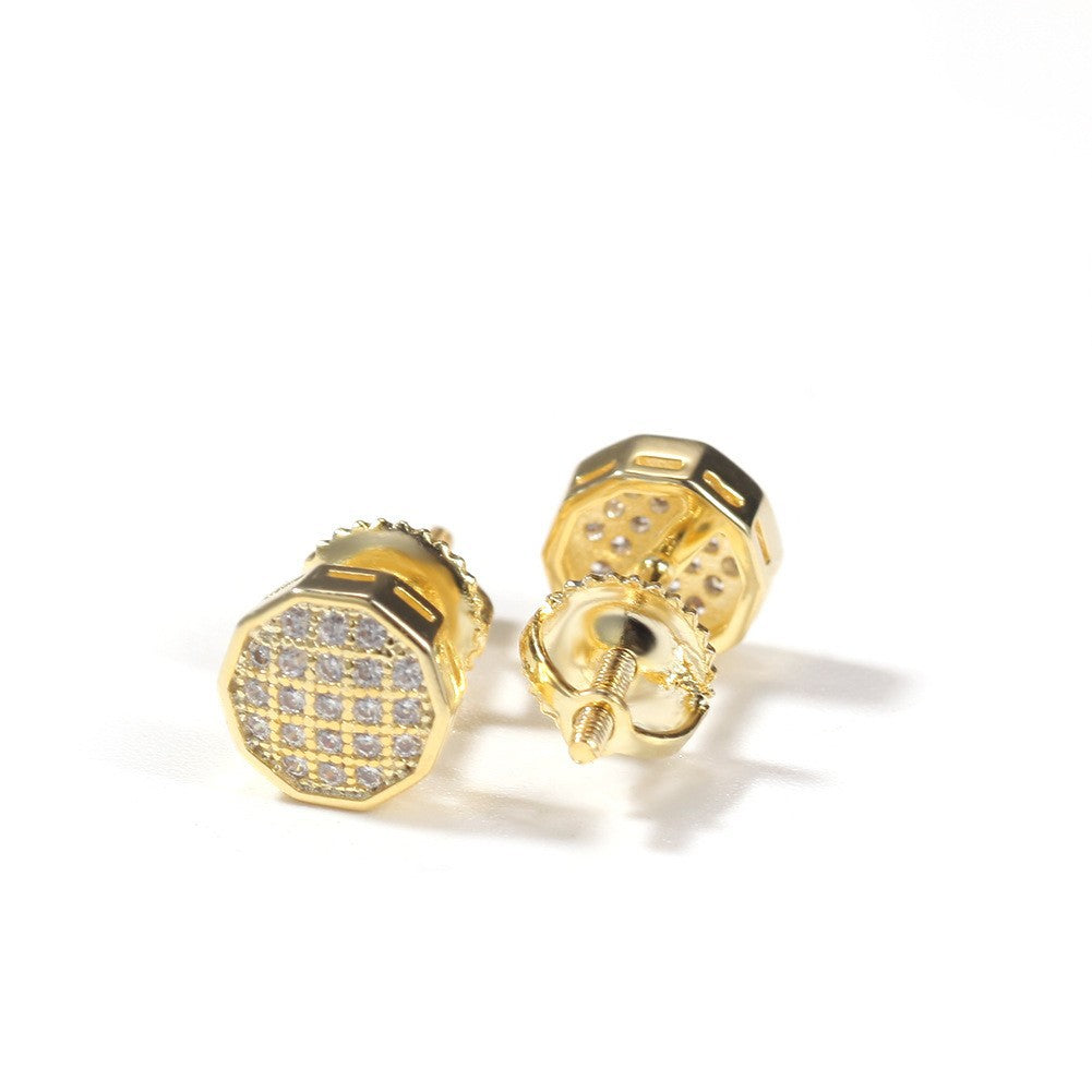 Hip Hop diamond-encrusted 925 silver stud earrings - MERGE.DAY.1.FREESTYLE