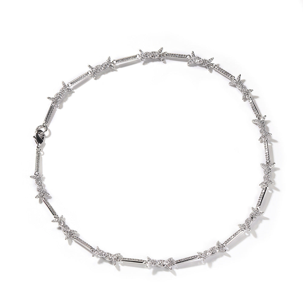 Hiphop zircon-encrusted barbed wire necklace - MERGE.DAY.1.FREESTYLE