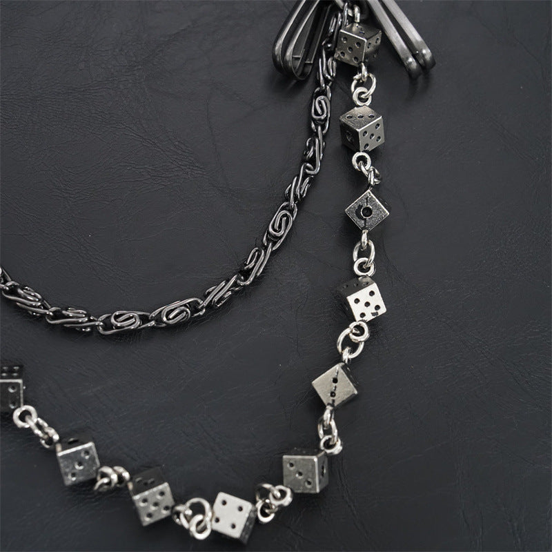 Carved leather dice vintage double-layer trouser chain waist chain - MERGE.DAY.1.FREESTYLE