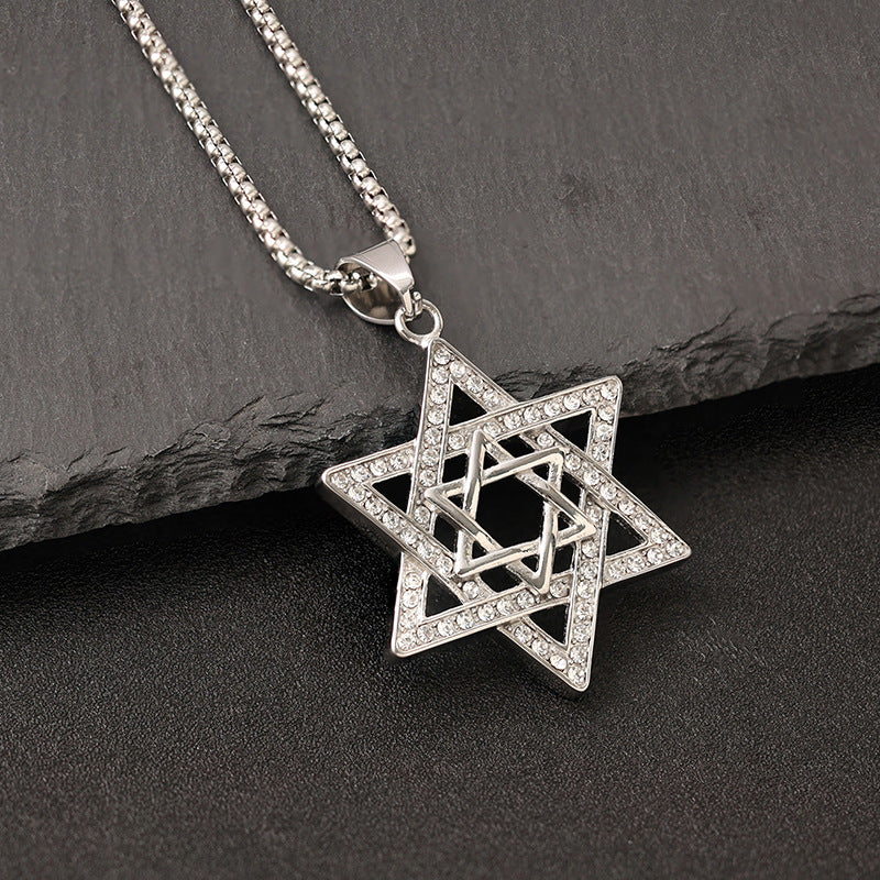 star of david necklace diamond-studded double-layer necklace - MERGE.DAY.1.FREESTYLE