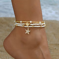 Starfish shell millet beaded anklet three-layer set - MERGE.DAY.1.FREESTYLE