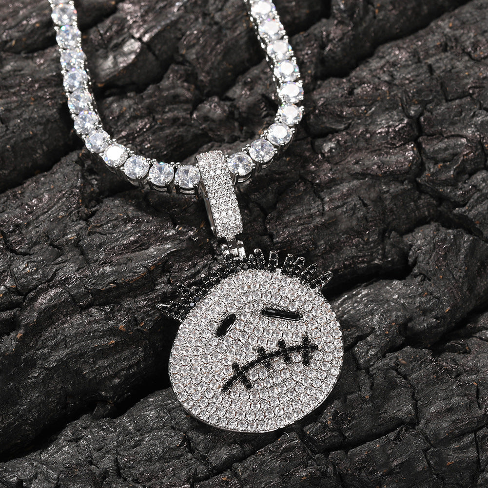 Hip-hop cartoon zircon spiky-head avatar necklace - MERGE.DAY.1.FREESTYLE