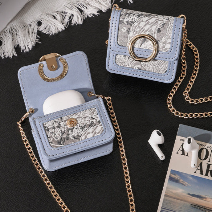 Retro Jacquard Mini Headphone Bag-Blue - MERGE.DAY.1.FREESTYLE