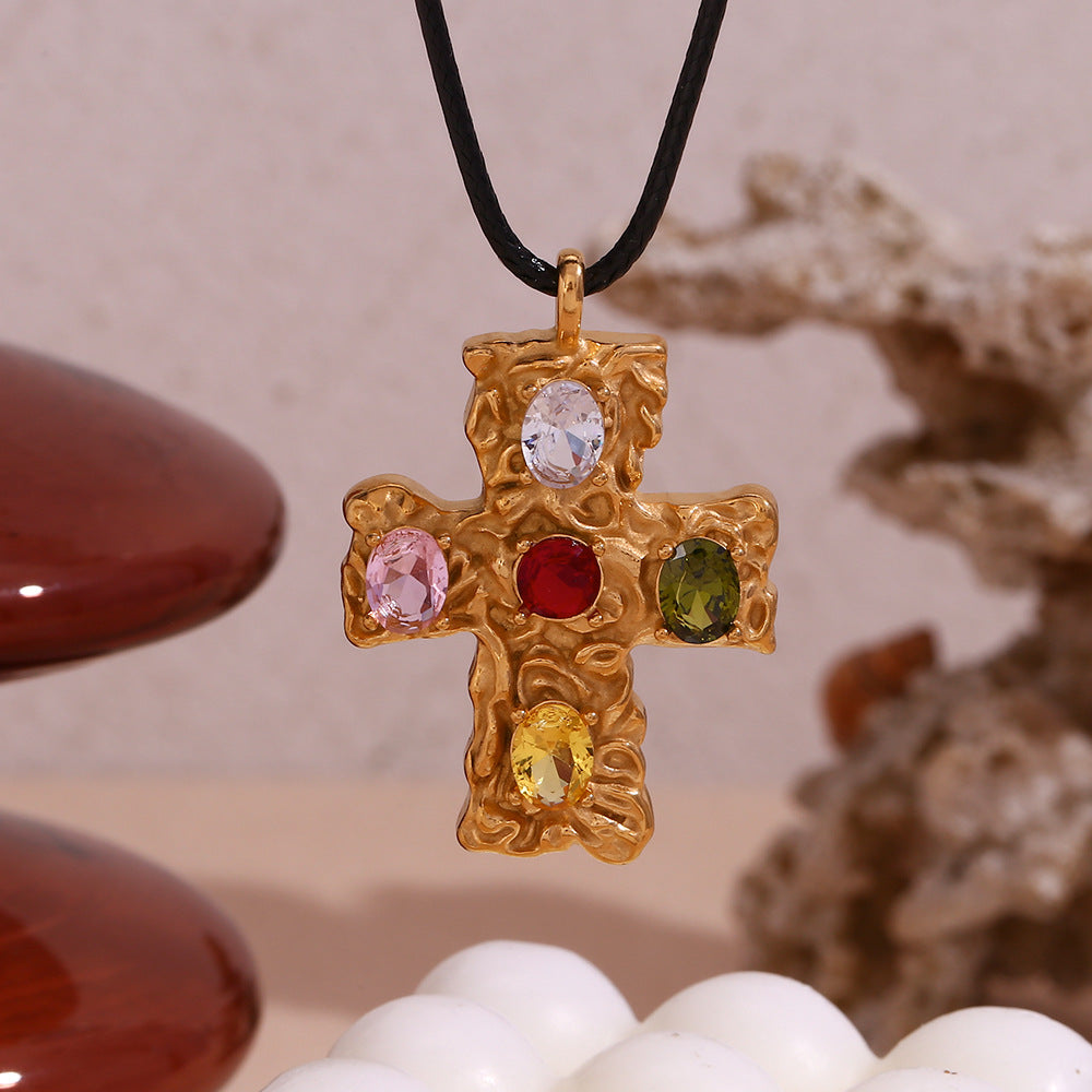 18K colorful hammered cross - MERGE.DAY.1.FREESTYLE