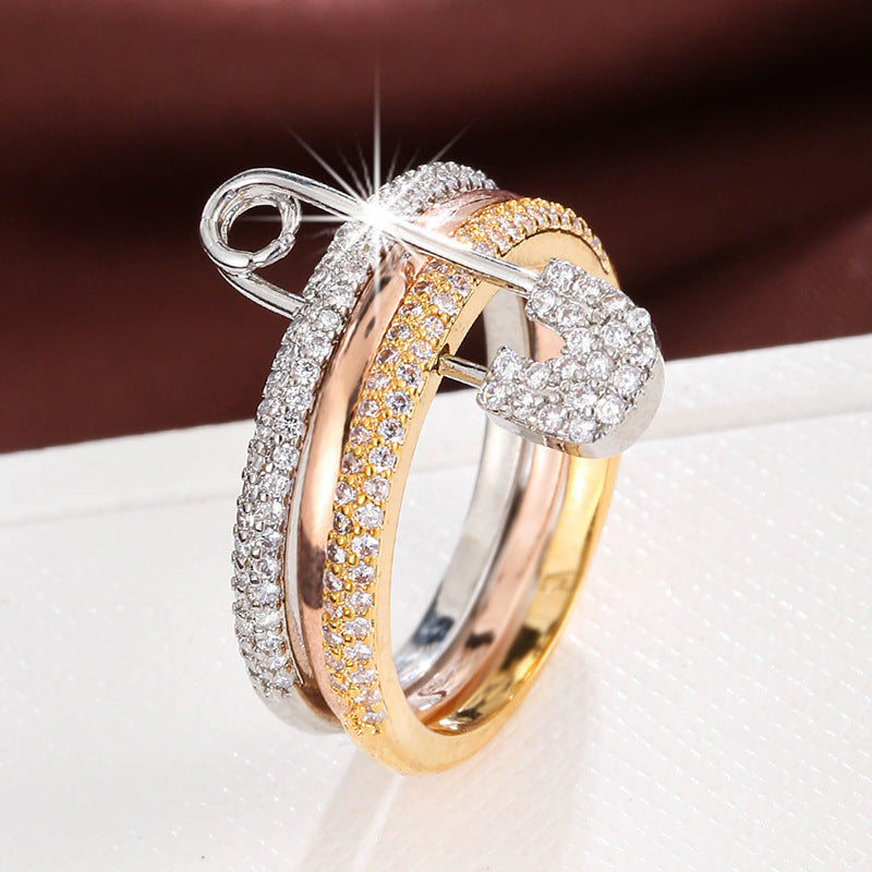 Micro-inlaid zircon pin ring - MERGE.DAY.1.FREESTYLE