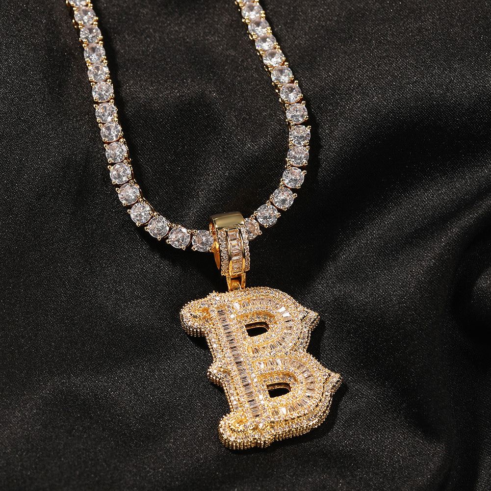Hip-hop fully diamond-encrusted spiky rock sugar letter necklace - MERGE.DAY.1.FREESTYLE