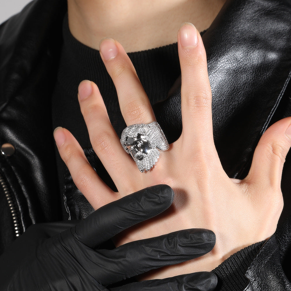 Hip-hop exaggerated portrait inlaid zircon ring - MERGE.DAY.1.FREESTYLE