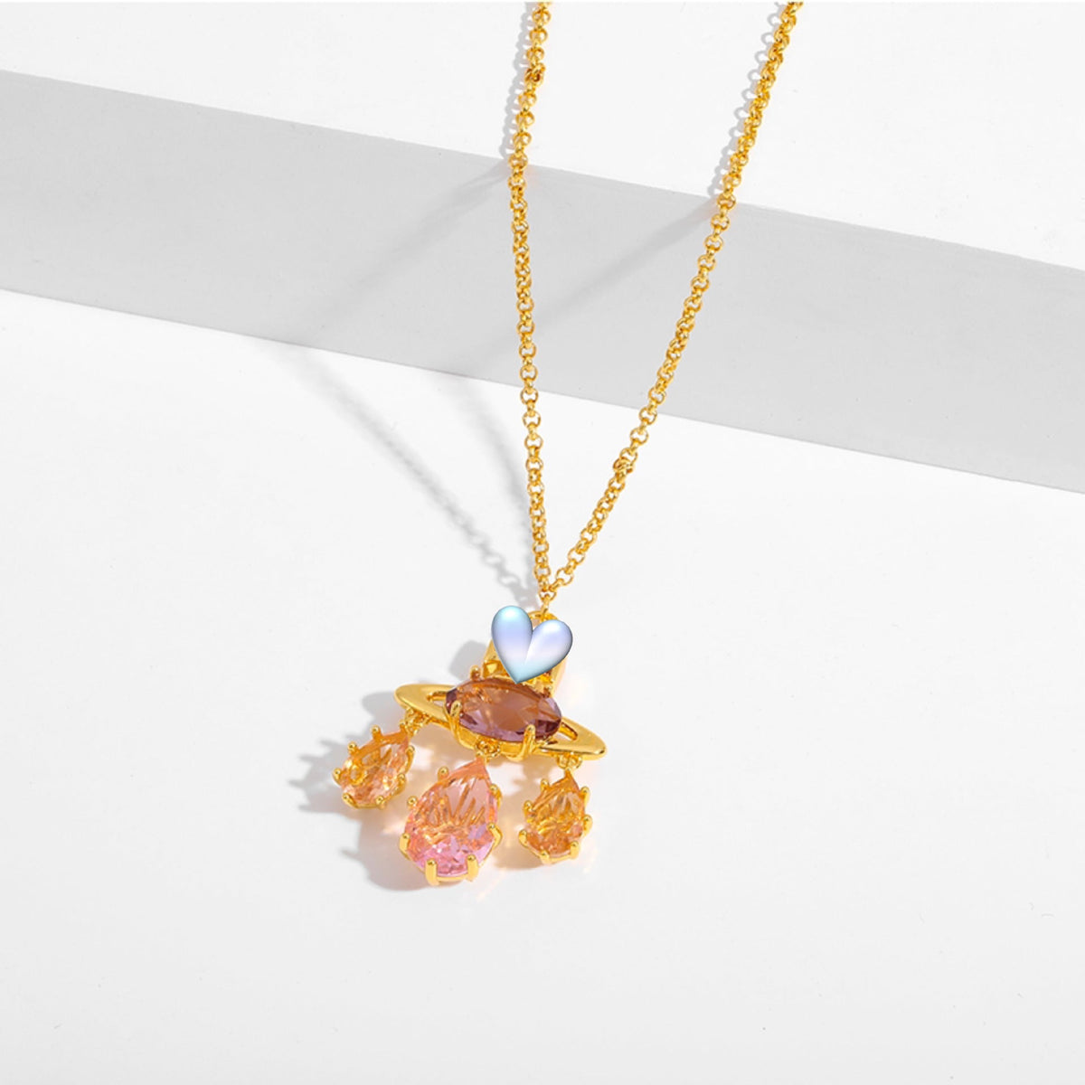 Colored zircon necklace clavicle crystal set ornaments - MERGE.DAY.1.FREESTYLE