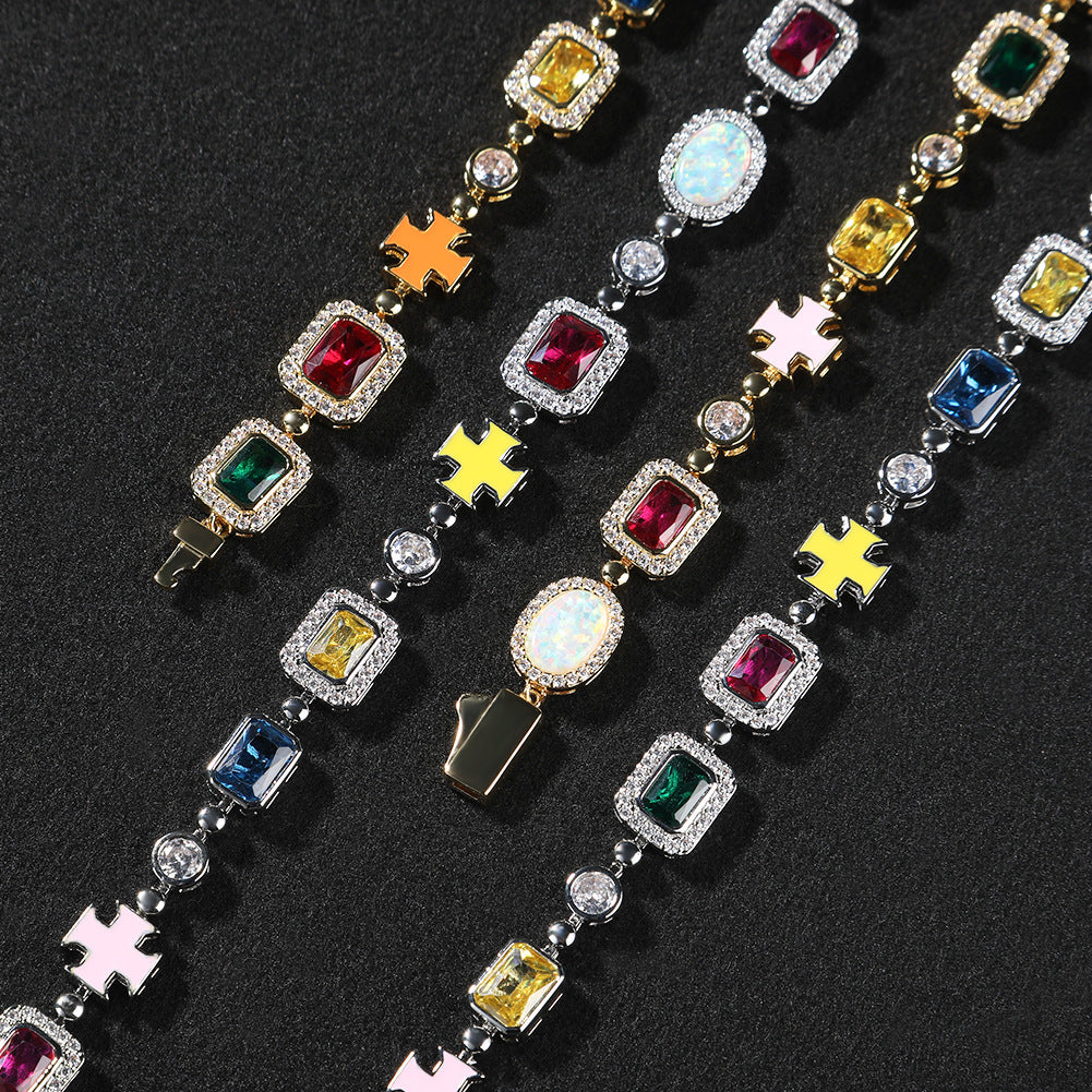 Hip-hop diamond multi-colored gemstone necklace - MERGE.DAY.1.FREESTYLE