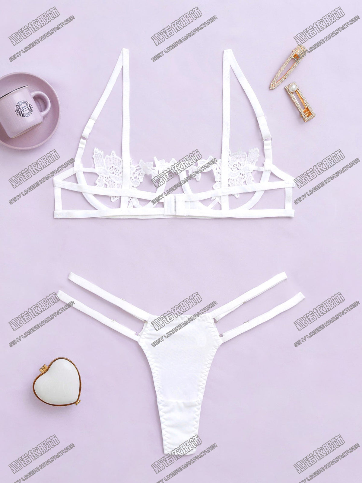 Sexy Underwear Lace Embroidery Hollow Pattern European and American Sexy Two-piece Set Cross-border Sale Supply Exclusive - MERGE.DAY.1.FREESTYLE