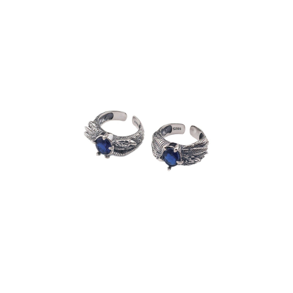 Retro feather sapphire open ring - MERGE.DAY.1.FREESTYLE