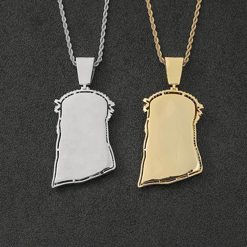 Micro Paved Zircon Jesus Head Hip Hop Men's Pendant Necklace - MERGE.DAY.1.FREESTYLE