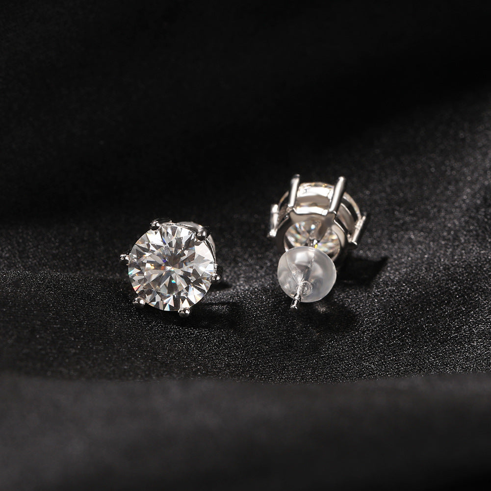 Hip-hop 925 silver moissanite six-prong earrings - MERGE.DAY.1.FREESTYLE