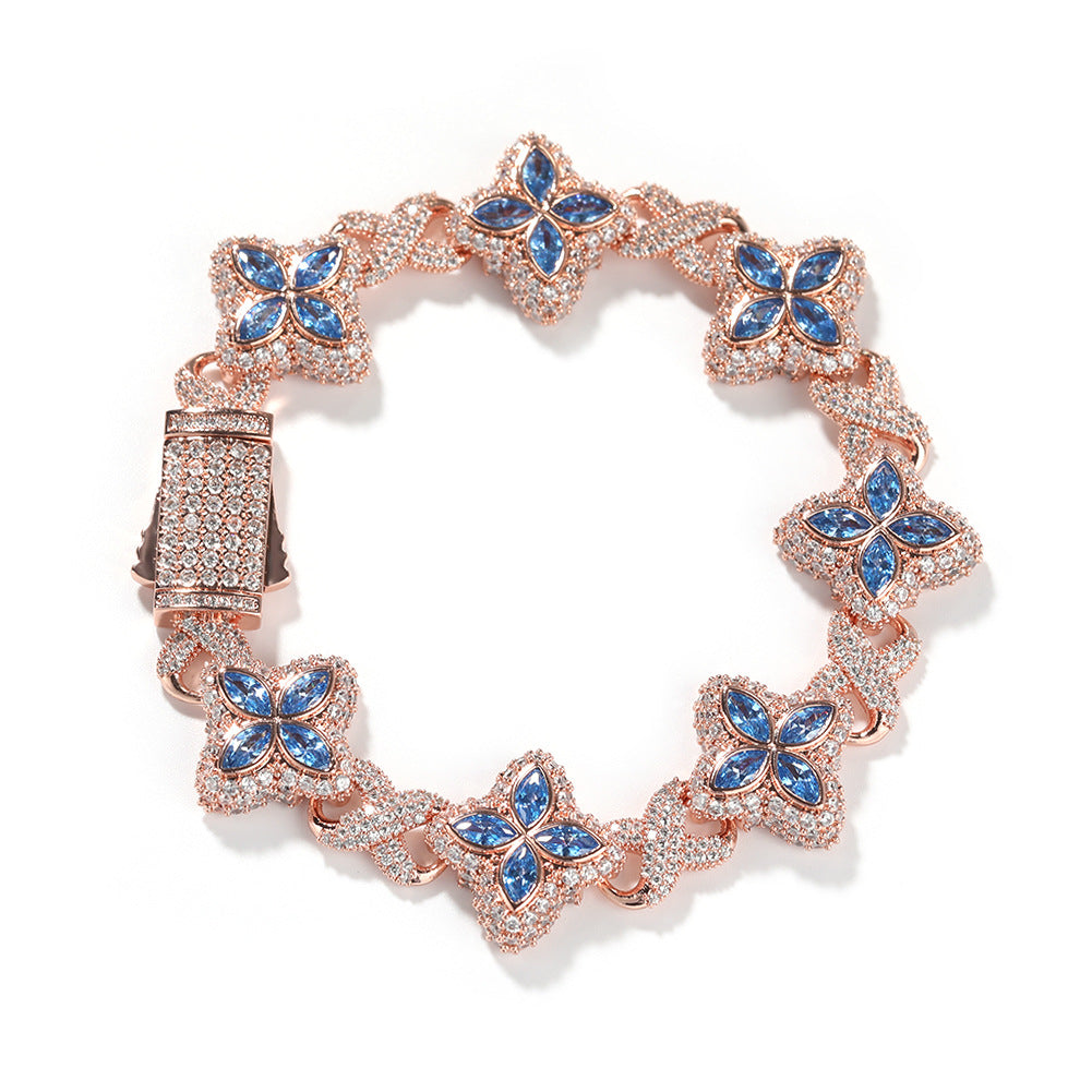Hip-hop zircon colored infinite four-leaf clover bracelet - MERGE.DAY.1.FREESTYLE