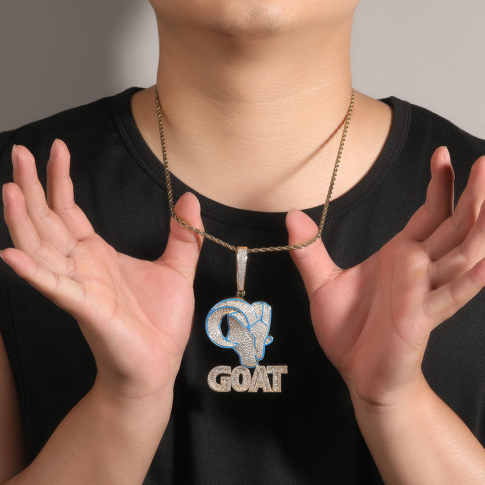 Goat Animal Diamond Pendant Men's Hip Hop Necklace - MERGE.DAY.1.FREESTYLE