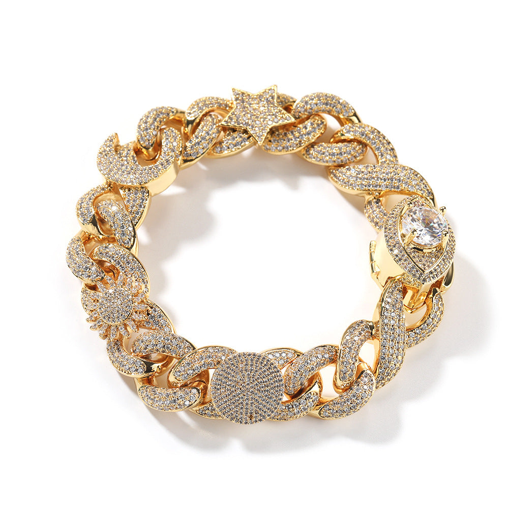 Hip-hop zircon-encrusted sun, star and eye necklace - MERGE.DAY.1.FREESTYLE