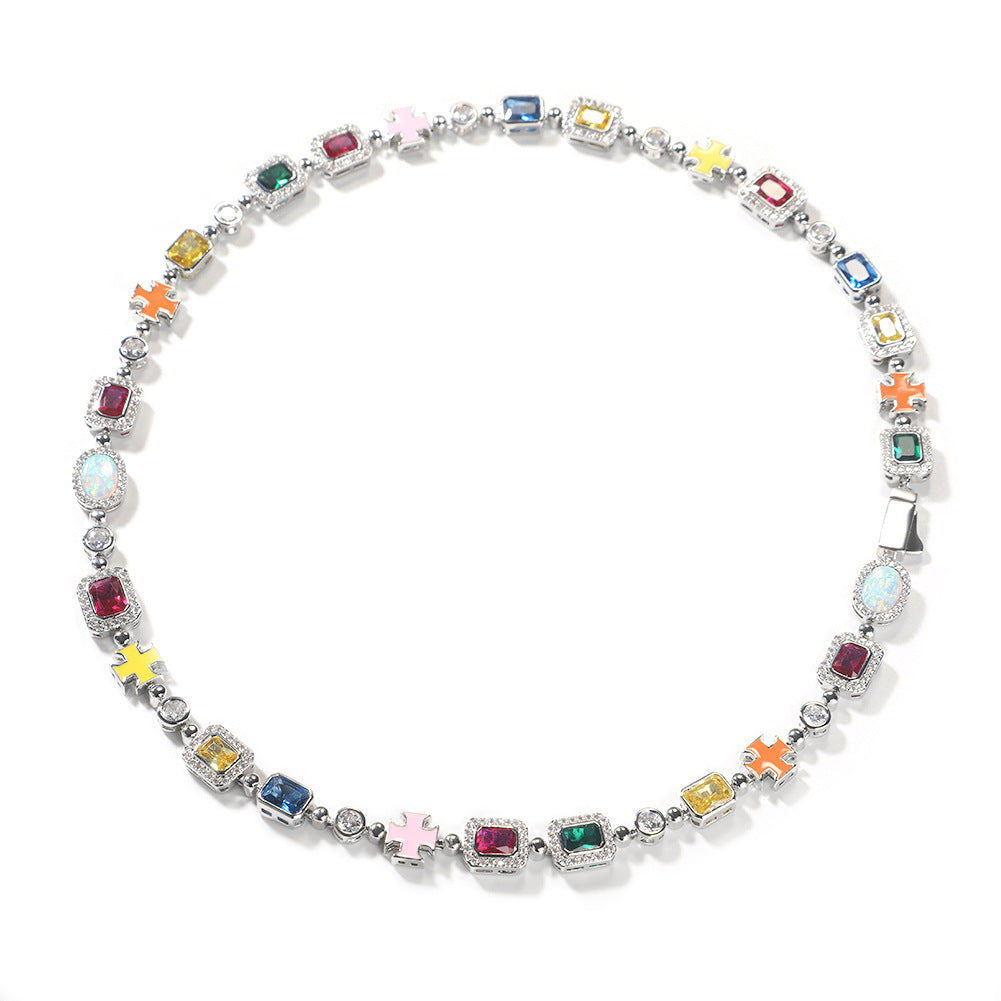 Hip-hop diamond multi-colored gemstone necklace - MERGE.DAY.1.FREESTYLE