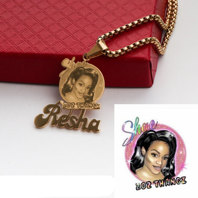 Customized photo name necklace logo letter necklace - MERGE.DAY.1.FREESTYLE