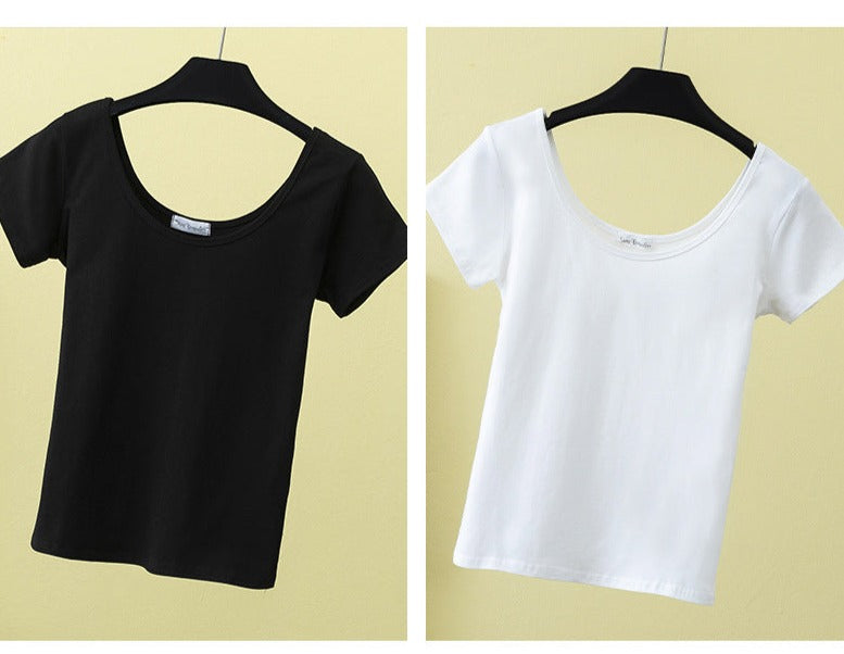 Summer slim fit large U-neck short-sleeved T-shirt - MERGE.DAY.1.FREESTYLE