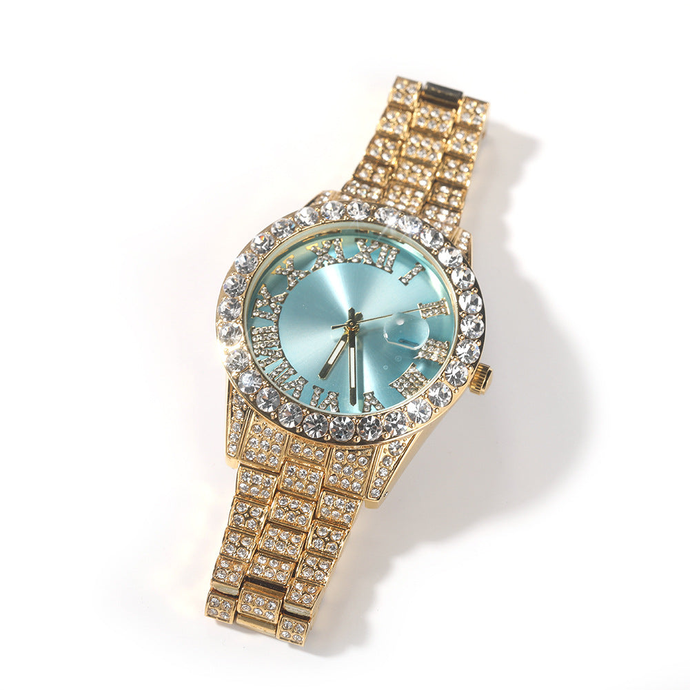 Hip-hop watch with Roman numerals and diamonds, large dial - MERGE.DAY.1.FREESTYLE