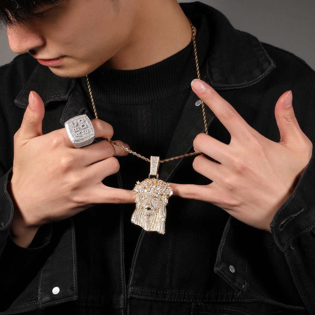 Hip Hop Iced Out CZ Jesus Piece Pendant Necklace - MERGE.DAY.1.FREESTYLE