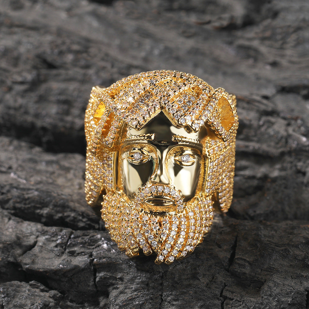 Hip-hop exaggerated portrait inlaid zircon ring - MERGE.DAY.1.FREESTYLE