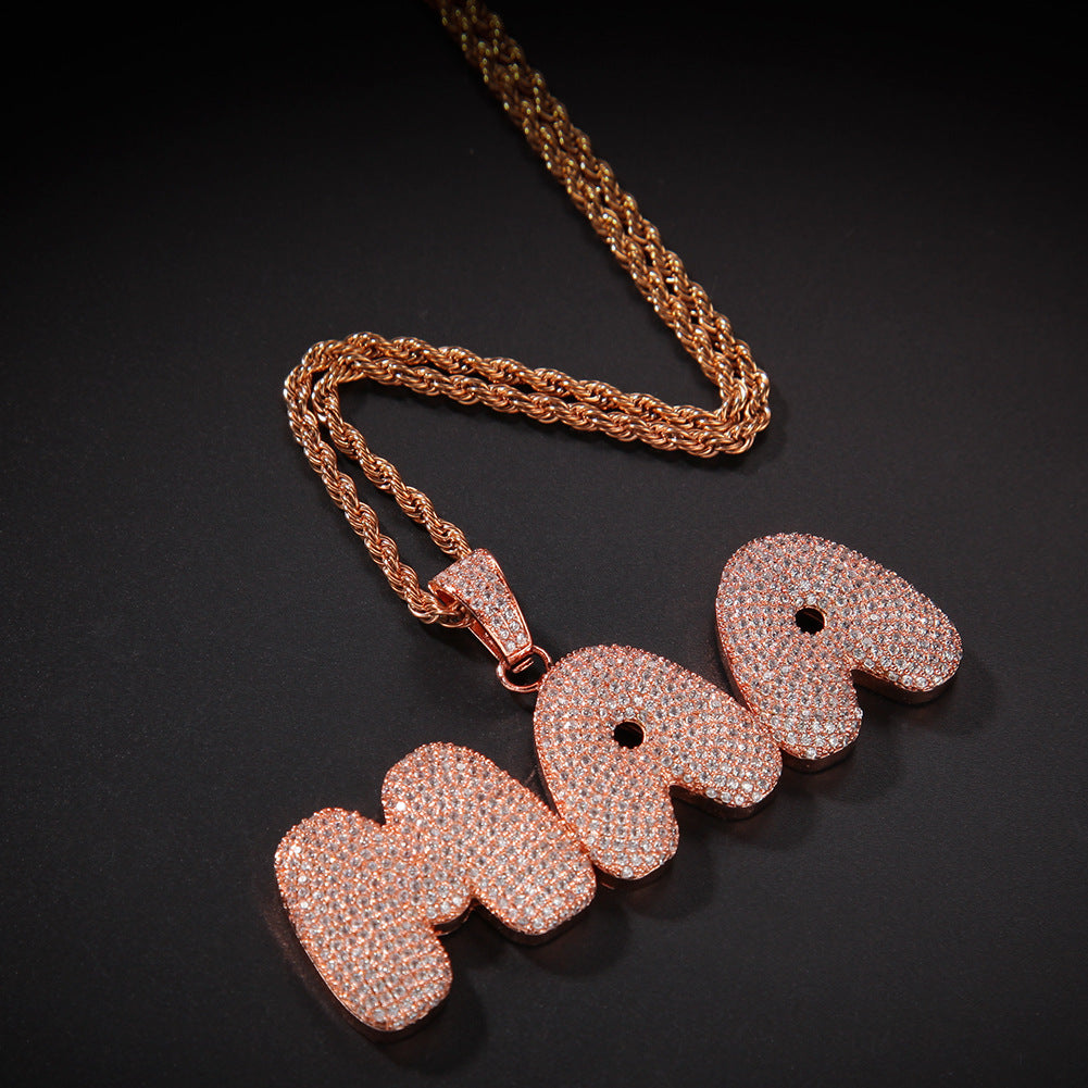 Hip-Hop Zircon English 26 Letters Micropaved Pendant - MERGE.DAY.1.FREESTYLE