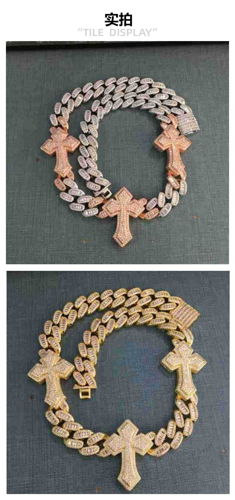 mens gold cross cuban link chain necklace - MERGE.DAY.1.FREESTYLE